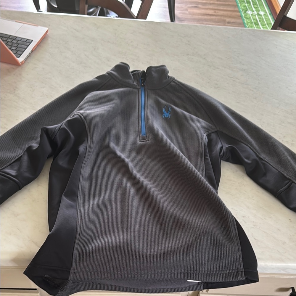 Spyder Charcoal and Black Quarter-Zip with Blue Detail